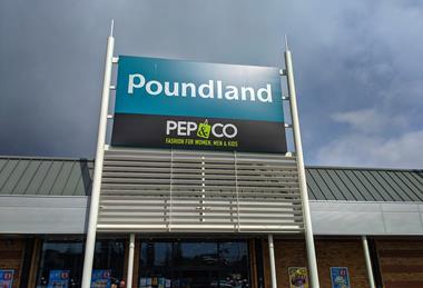 Poundland and Pep and Co store sign