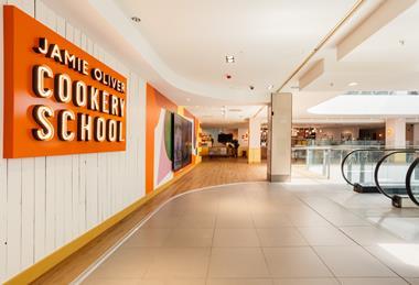 Entrance sign at the Jamie Oliver Cookery School