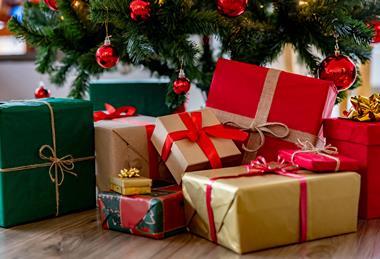 Christmas presents under tree