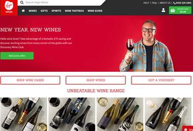 Virgin Wines homepage screengrab