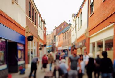 Blurred photo of busy UK high street