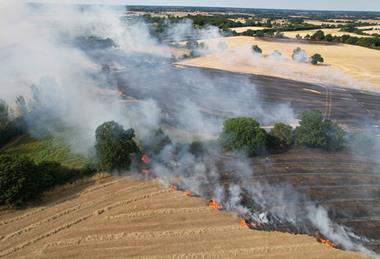 Wild fires on farm land in Essex