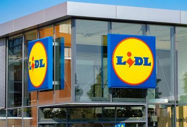 Lidl logo on supermarket building