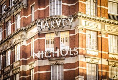 Harvey Nichols Knightsbridge store sign in daytime