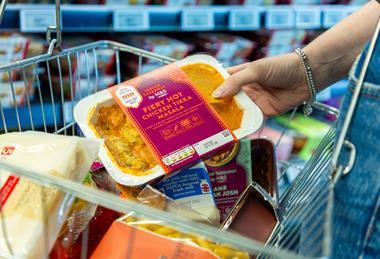 M&S paper fibre alternative ready meal tray containing chicken masala