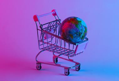 Globe in a shopping trolley