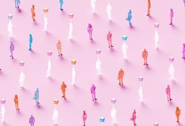 Workers with AI signs