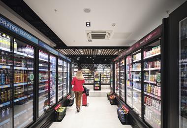 WHSmith Birmingham Airport drink fridges and book shelves