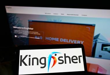 Kingfisher logo in front of B&Q website page