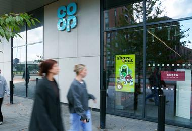 Co-op digital screen at front of store