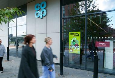Co-op digital screen at front of store