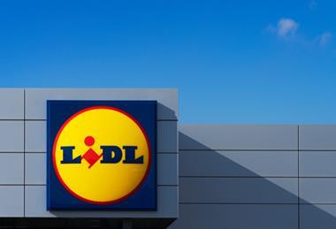 Lidl fascia against blue sky