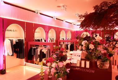 Interior of Shein pop-up, Oxford Street, showing clothing on display