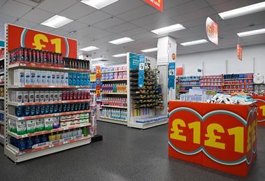 Poundland interior showing single-proce-points