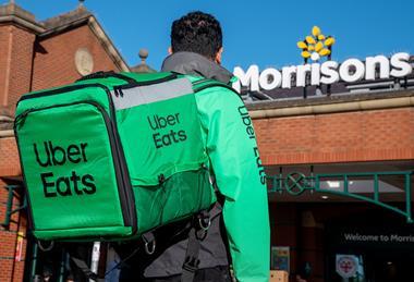 Uber Eats rider outside Morrisons