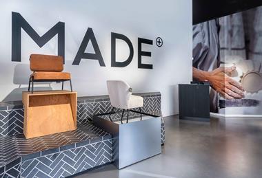 Interior of Made showroom showing furniture and branding