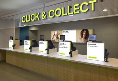 Click and collect desk at Primark store