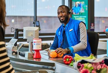 Aldi colleague working in a store