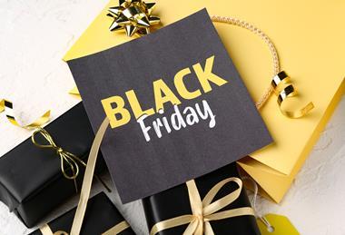 Black friday gift wrapped packages
