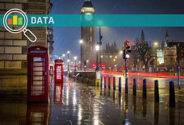 Big Ben clock tower in London with data banner