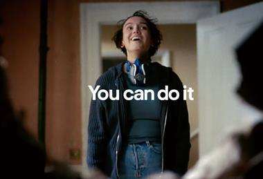 B&Q advert screenshot showing a woman with the words 'You can do it'