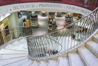 Spiral staircase inside London Fortnum and Mason store