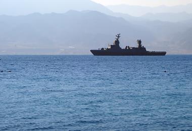 Naval ship in Strait of Hormuz and Red Sea