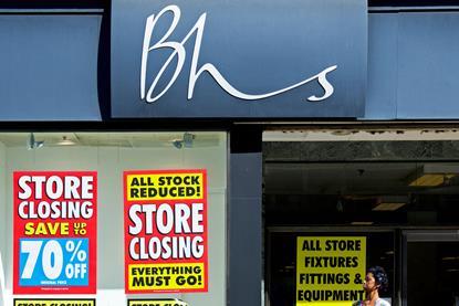 BHS storefront with closing-down signs