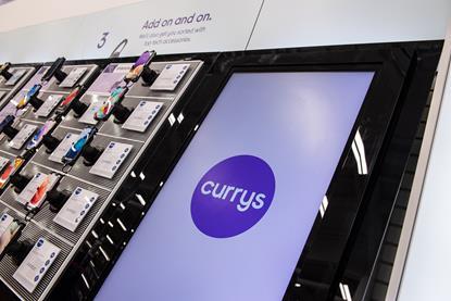 Currys logo of tablet screen