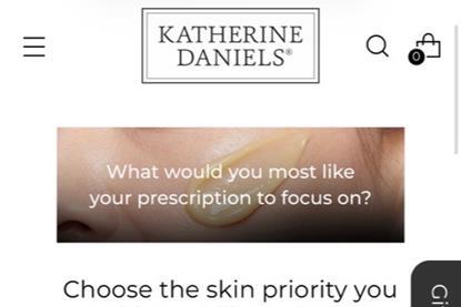 Katherine Daniels digital skincare homepage