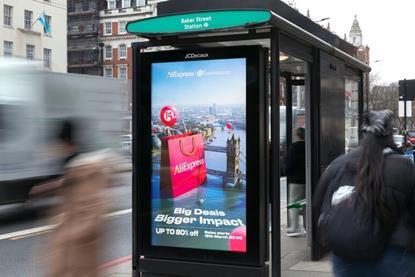 AliExpress sign on bus stop