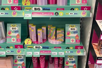 Glow Hub products on shelves in Superdrug