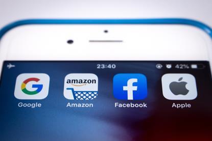 Google Amazon Facebook Apple apps on smartphone