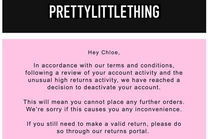 PrettyLittleThing customer email