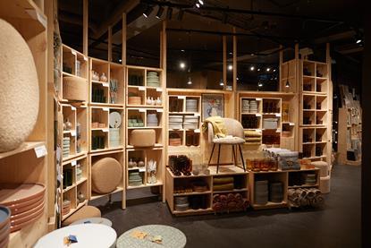 Furniture on display inside a Sostrene Grene store