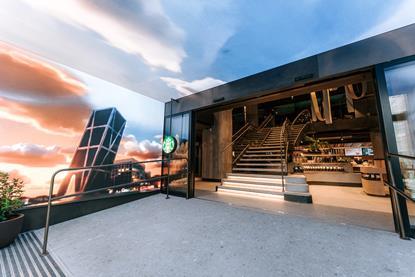 Entrance to Starbucks Bernabéu store