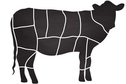 Beef butcher cuts - stock illustration