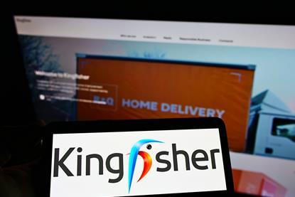 Kingfisher logo in front of B&Q website page