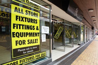 BHS closing down signs in window
