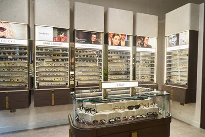 Glasses on display at Boots Opticians