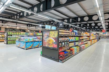Aisles inside Aldi Plymouth store