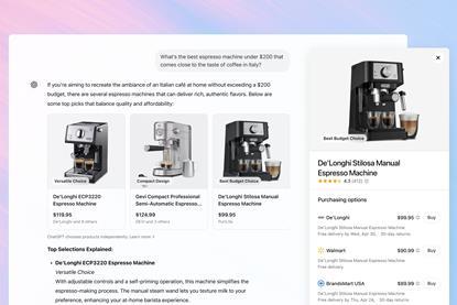Screenshot of search shopping