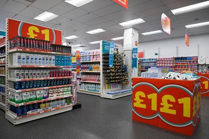 Poundland interior showing single-proce-points
