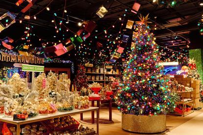 Christmas tree and seasonal products in Selfridges' Christmas shop