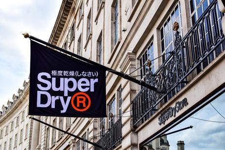 Super Dry flag outside store on Regent Street