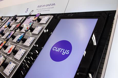 Currys logo of tablet screen