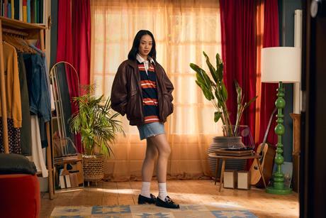 Model wearing pre-loved M&S clothing for launch of site with eBay