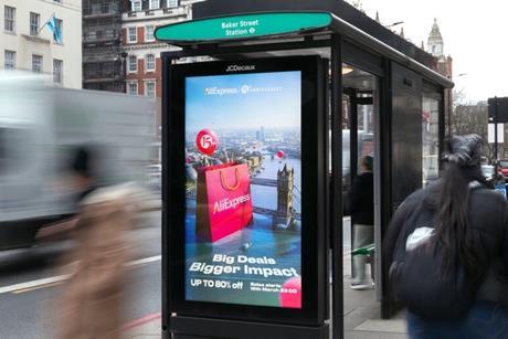 AliExpress sign on bus stop