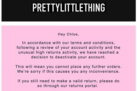 PrettyLittleThing customer email