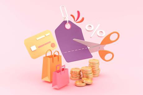 Price cuts illustration - scissors cutting price tags